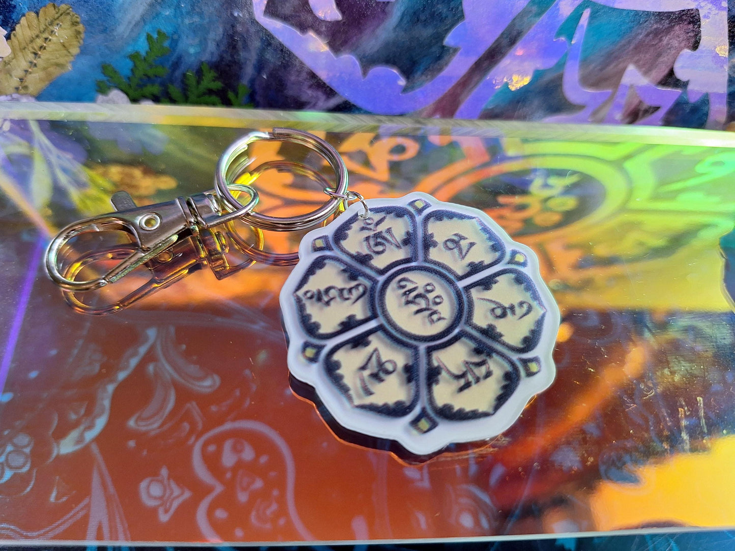 Om Mani Padme Hum Keychain- Tibetan Six Syllable Mantra