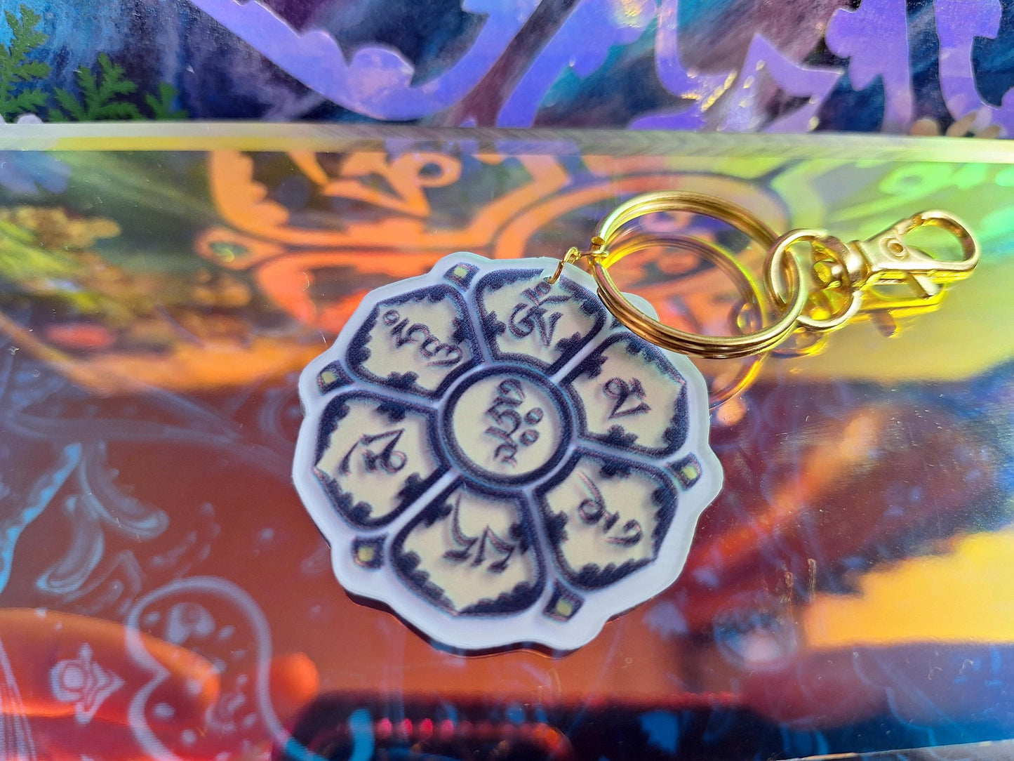 Om Mani Padme Hum Keychain- Tibetan Six Syllable Mantra