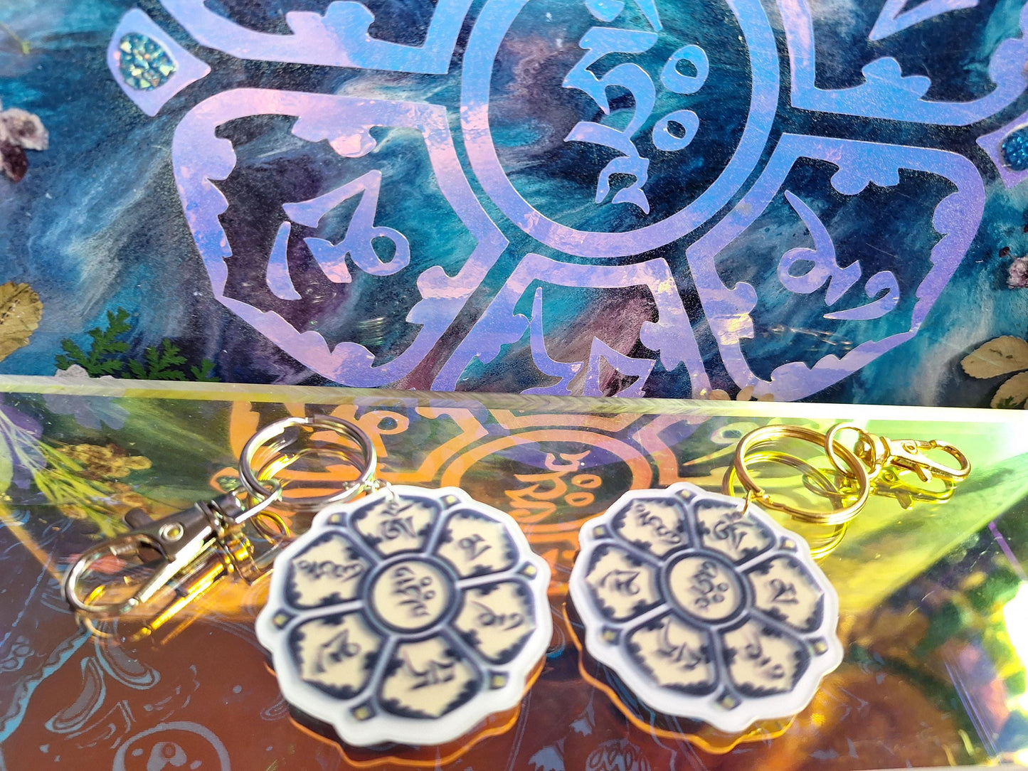 Om Mani Padme Hum Keychain- Tibetan Six Syllable Mantra